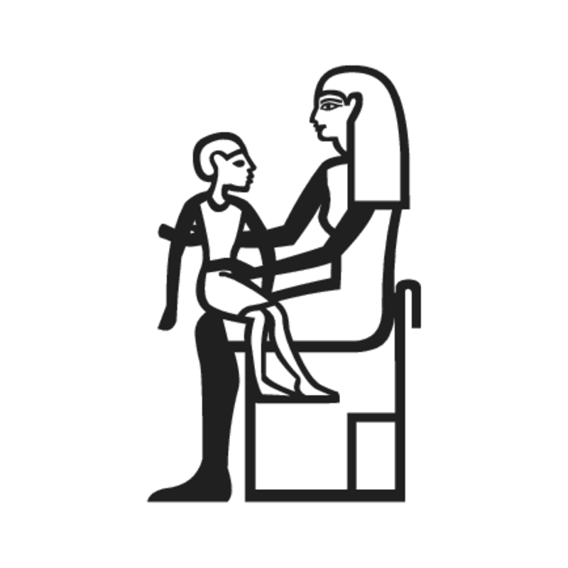 B6 — Femme assise dans un fauteuil, un enfant sur les genoux